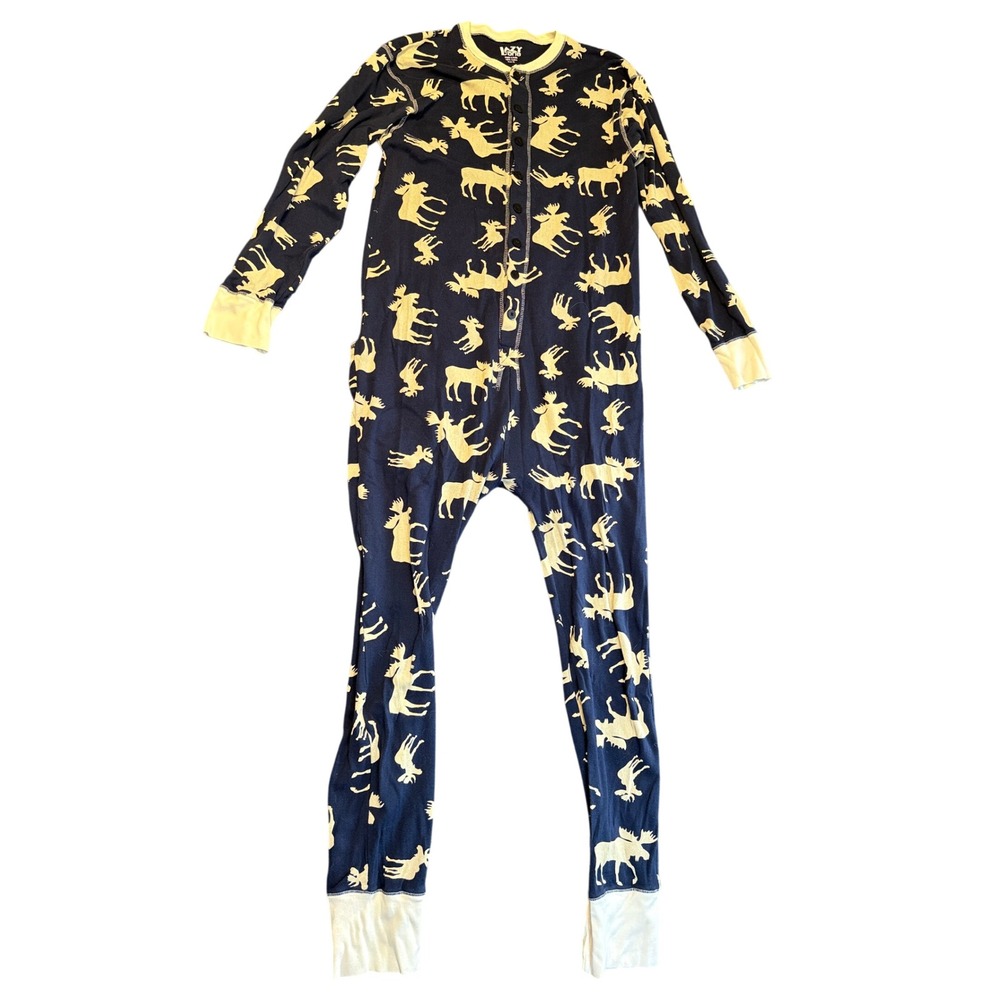 Lazy One Union Suit Pajamas XL Blue Good Don't Moose With Me Flapjack One Piece